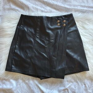 ZaraBlack Faux Leather Skirt with Button Detail